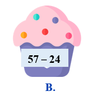 Khoanh vào chữ cái trước phép tính có kết quả là số tròn chục. (ảnh 2)