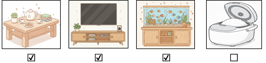 a) Đánh dấu ☑ vào những món đồ xuất hiện ở phòng khách. (ảnh 2)