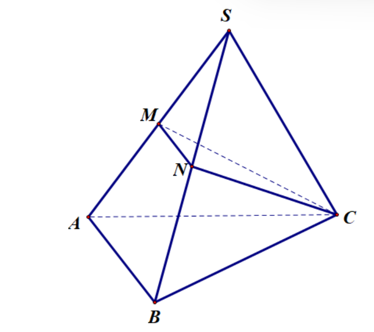 Cho hình chóp S.ABC. Gọi M,N lần lượt là trung điểm SA,SB (ảnh 1)