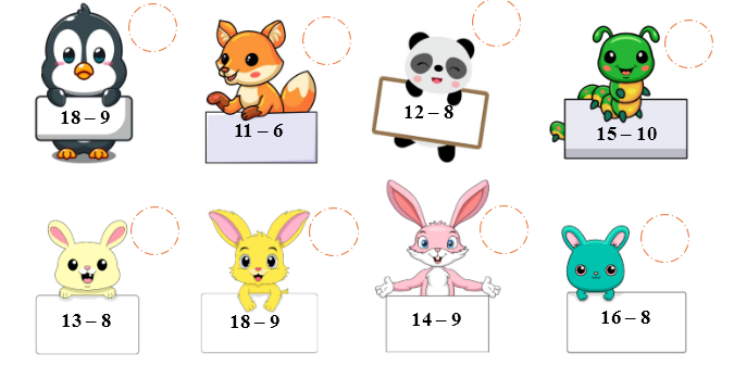 Đánh dấu √ vào các ô trống cạnh phép tính có hiệu là 5: (ảnh 2)