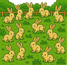 d) Hình bên có số con thỏ là: (ảnh 1)