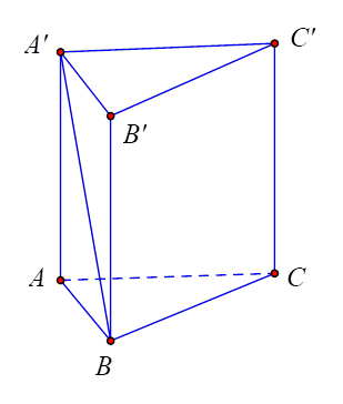 Cho hình lăng trụ đứng ABC.A'B'C' có đáy ABC là tam giác vuông tại B, AB = BC = a, BB' = a căn bậc hai của 3. Tính góc giữa đường thẳng A'B và mặt phẳng (BCC'B') (ảnh 1)