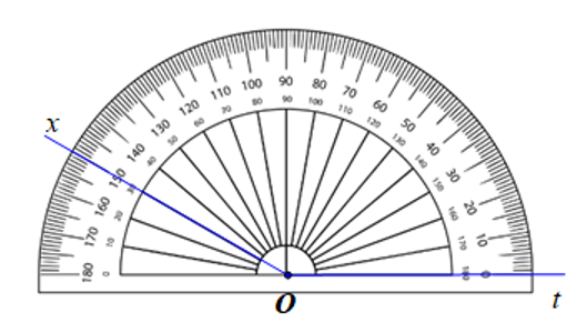 Góc (xOt\) dưới đây có số đo là (ảnh 1)