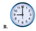 Khoanh vào chữ cái trước câu trả lời đúng: a) Đồng hồ nào dưới đây chỉ 9 giờ: (ảnh 2)