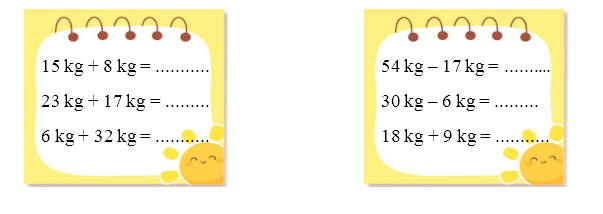 Toán lớp 2 Cánh diều Ki-lô-gam có đáp án tính (ảnh 1)