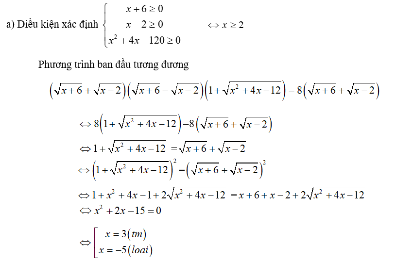 a) Giải phương trình ( căn bậc hai x+ 6 - căn bậc hai x-2 )  (ảnh 1)