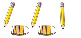 Số bút chì …… số cục tẩy.
 (ảnh 1)