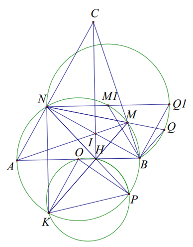 Trên đường tròn tâm O đường kính \(AB = 2R\) lấy điểm N sao chho \(AN = R\) và M là một điểm thay  (ảnh 1)