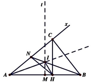 Cho đoạn thẳng AB, với M là trung điểm. Trên đường trung trực Mt của đoạn thẳng AB lấy điểm I bất kì. Vẽ tia (ảnh 1)