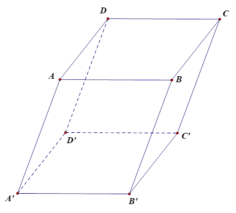 Trong hình hộp ABCD.A'B'C'D' có tất cả các cạnh đều bằng nhau. Góc giữa đường thẳng A'B và DC' là  (ảnh 1)