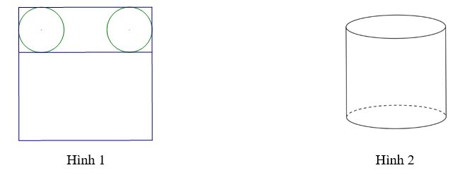 Bạn Nam cắt một tấm bìa hình vuông cạnh 50 cm để được một hình chữ nhật và hai hình tròn (ảnh 1)