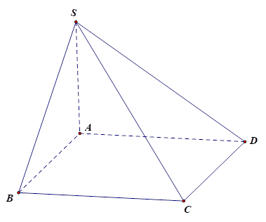 Cho hình chóp S.ABCD có ABCD là hình vuông và SA vuông góc (ABCD). Tam giác SBC là: (ảnh 1)