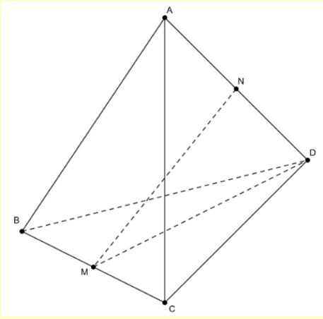 Cho tứ diện ABCD có các mặt ABC,DBC là các tam giác đều có độ dài cạnh bằng 1 và (ảnh 1)