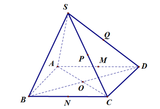 Cho hình chóp S.ABCD có đáy ABCD là hình bình hành tâmO (ảnh 1)