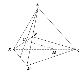 Cho tứ diện ABCD. Gọi G là trọng tâm tam giác ABD (ảnh 1)