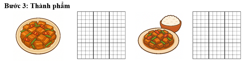 Đề bài số 2: Dựa vào hình ảnh dưới đây hoàn thành hướng dẫn cách làm món thịt rang cháy cạnh đơn giản tại nhà.    (ảnh 2)