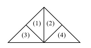 c) Hình vẽ bên có: 	A. 3 hình tam giác	B. 5 hình tam giác 	C. 6 hình tam giác	 (ảnh 2)