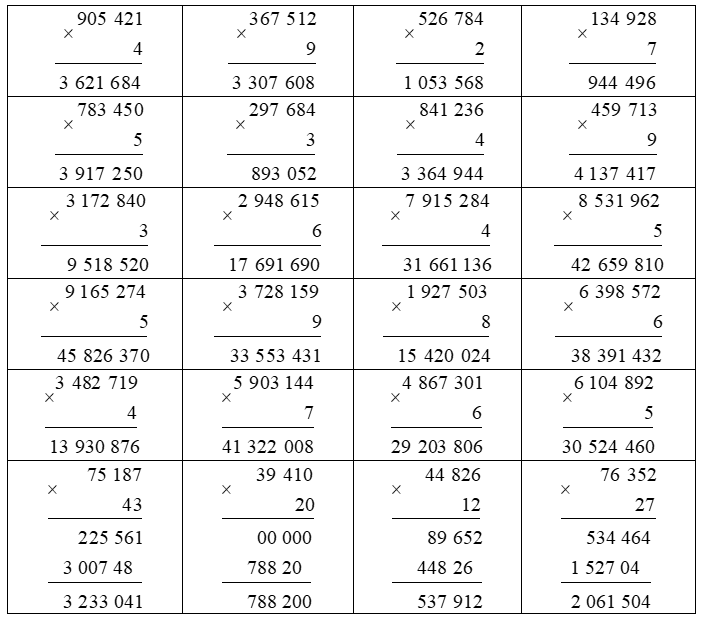 Đặt tính rồi tính 905421 x 4 =  (ảnh 2)