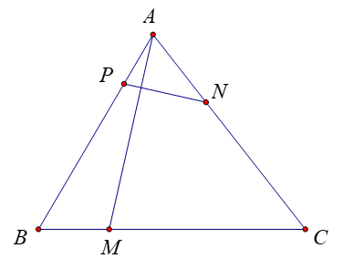 Cho tam giác đều \(ABC\) và các điểm \(M,N,P\) thỏa mãn (ảnh 1)