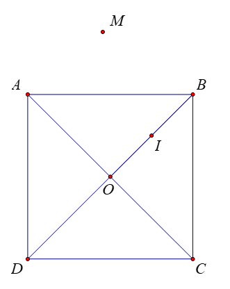 Cho hình vuông \(ABCD\) có tâm \(O\)(\(O\) là giao điểm của hai đường chéo), cạnh hình vuông (ảnh 1)