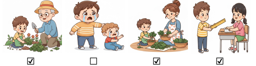 a) Đánh dấu ☑ vào hình ảnh việc tốt mà em đã làm. (ảnh 2)