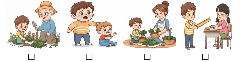 a) Đánh dấu ☑ vào hình ảnh việc tốt mà em đã làm. (ảnh 1)