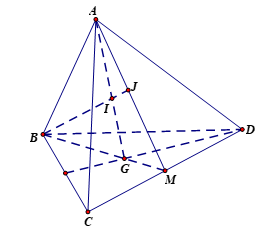 Cho tứ diện ABCD. G là trọng tâm tam giác BCD M là trung điểm CD (ảnh 1)
