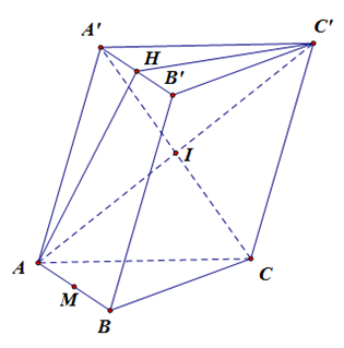 Cho hình lăng trụ ABC.A'B'C'. Gọi H là trung điểm của A'B' (ảnh 1)