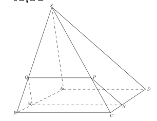 Cho hình chóp S.ABCD có đáy ABCD llà hình bình hành (ảnh 1)
