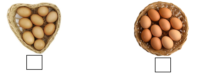 Đánh dấu x vào ô trống bên dưới rổ có 10 quả trứng: (ảnh 1)