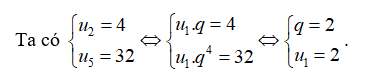 Cho cấp nhân có số hạng u_2 = 4,u_5 = 32. Tìm số hạng thứ 20 của cấp số nhân đó. (ảnh 1)
