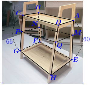 Bác An có một kệ gỗ để vật dụng gia đình gồm 2 tầng song song nhau (ảnh 1)