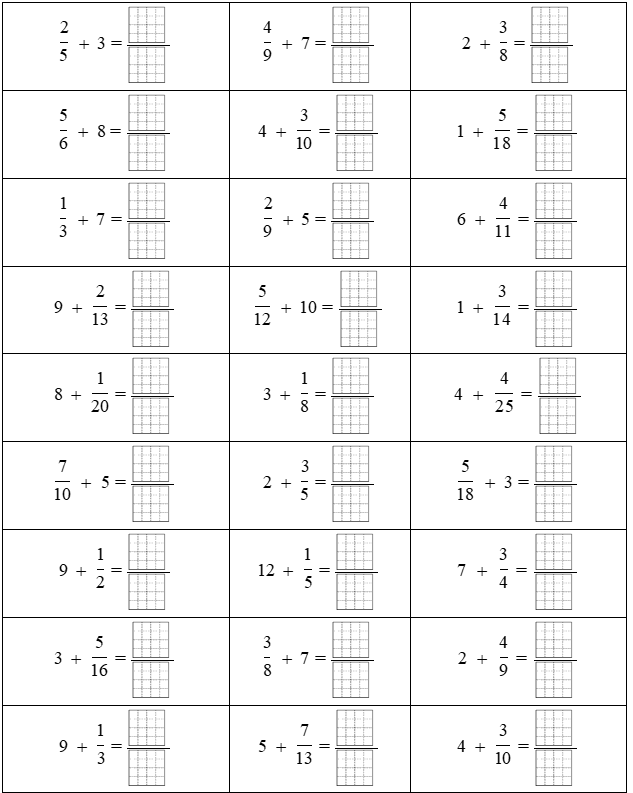 Phép cộng phân số với một số 2/5 + 3 = (ảnh 1)