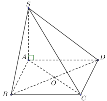 Cho hình chóp S.ABCD có đáy ABCD là hình thoi tâm O, SA vuông góc (ABCD). Tìm khẳng định sai ? (ảnh 1)