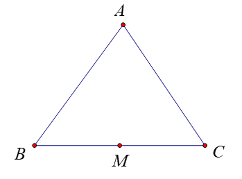 Cho tam giác đều \(ABC\) có cạnh bằng 2a, \(M\) là trung điểm cạnh \(BC\). Độ dài của (ảnh 1)