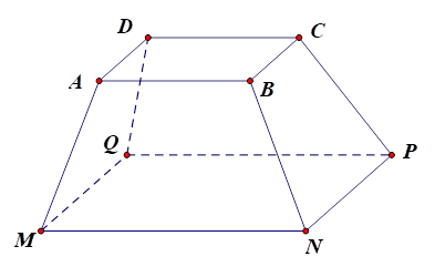 Cho hình chóp cụt đều ABCD.MNPQ. Cặp đường thẳng nào sau đây song song? (ảnh 1)