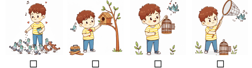 a) Đánh dấu ☑ vào những hoạt động em nên làm để bảo vệ loài chim. (ảnh 1)