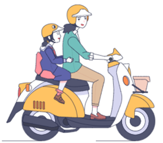 A cartoon of two people riding a scooter

AI-generated content may be incorrect.
