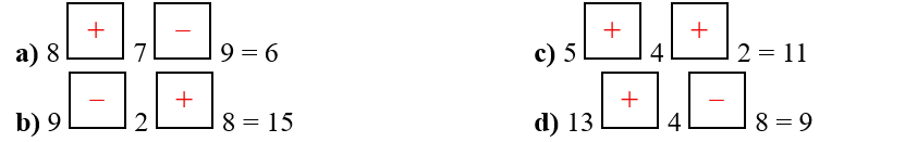 Điền dấu +, dấu – thích hợp vào ô trống. (ảnh 2)