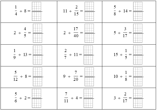 Phép cộng phân số với một số 2/5 + 3 = (ảnh 2)