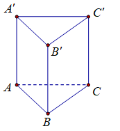 Lăng trụ tam giác đều có độ dài tất cả các cạnh bằng 3. Thể tích khối lăng trụ đã cho bằng (ảnh 1)