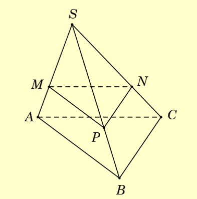 Cho hình chóp S.ABC có diện tích đáy bằng 9 (ảnh 1)