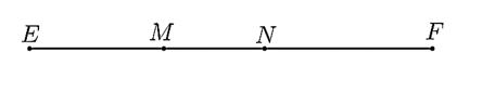 Cho hai điểm \(M,\;\,N\) cùng nằm giữa hai điểm \(E\) và \(F\) sao cho (ảnh 1)