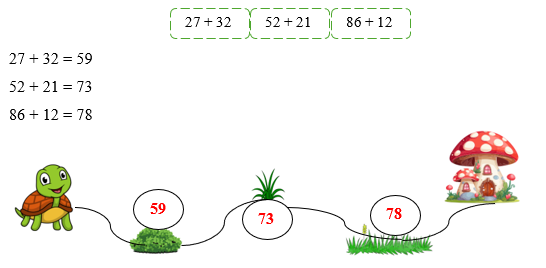 Em hãy giúp bạn rùa về nhà bằng cách thực hiện các phép tính dưới đây và điền kết quả vào chỗ trống theo thứ tự từ bé đến lớn. (ảnh 2)