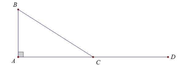 Cho tam giác \(ABC\) vuông tại \(A\) có \(AB = 1,AC = \sqrt 3 \). (ảnh 1)