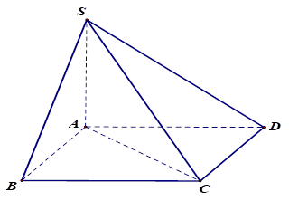 Cho hình chóp S.ABCD có đáy là hình vuông, cạnh bên SA vuông góc với mặt phẳng (ABCD) (như hình vẽ minh hoạ). Hãy chọn khẳng định đúng. (ảnh 1)