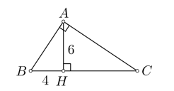 Cho tam gi&aacute;c ABC\) vu&ocirc;ng tại \(A\), đường cao AH = 6cm (ảnh 1)