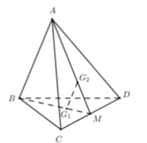 Cho tứ diện ABCD. Gọi G_1 và G_2 lần lượt là trọng tâm các tam giác BCD và ACD. Khẳng định nào sau đây SAI (ảnh 1)