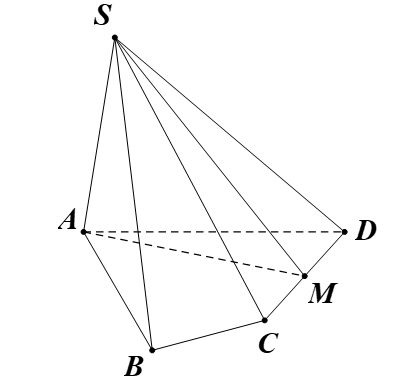 Cho hình chóp S.ABCD, M là trung điểm của CD (ảnh 1)