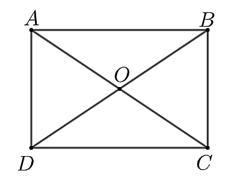 Cho hình chữ nhật \(ABCD.\) Gọi \(O\) là giao điểm của hai đường chéo. (ảnh 1)